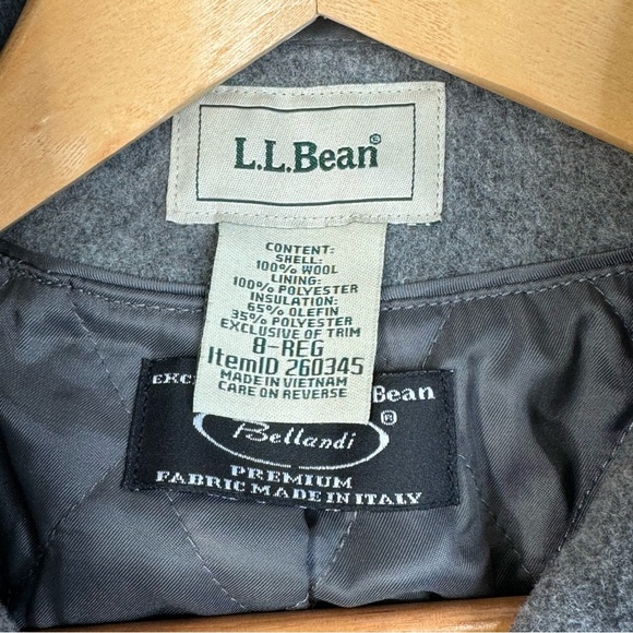 LL Bean Coat Size 8 Womens Gray Bellandi Wool Peacoat Italian Classic Nautical - Picture 3 of 13